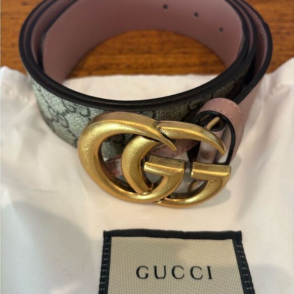 Gucci Marmont dusty rose tan belt size 95/38 - Picture 3 of 11
